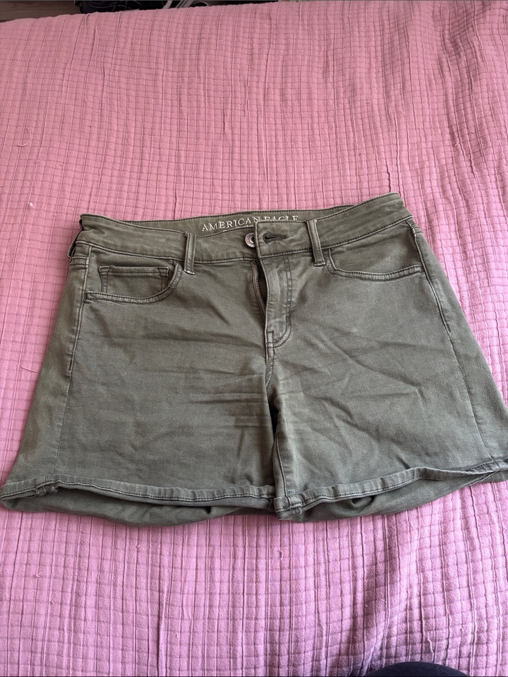 American Eagle Outfitters Olive Green Denim Shorts